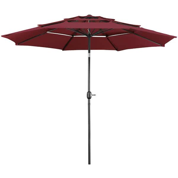 10 ft. Patio Umbrella 120 in. Outdoor 3 Tier Vented Table Umbrella