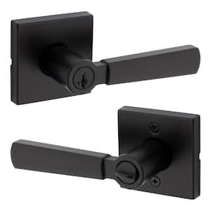 Kwikset Halifax Square Matte Black Keyed Entry Door Handle