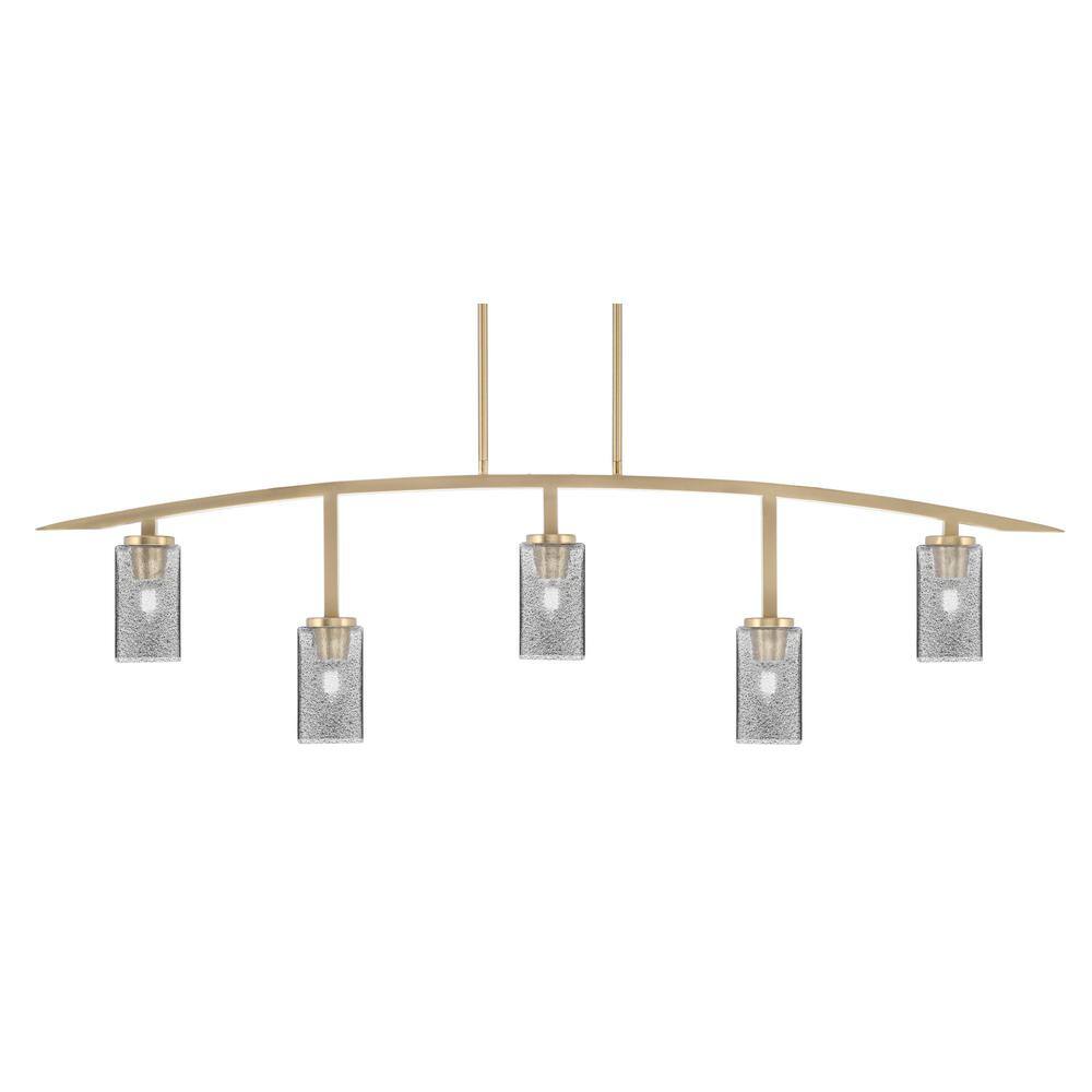 Siena 51.25 in. 5-Light New Age Brass Chandelier with 3.5 in. Smoke Bubble 