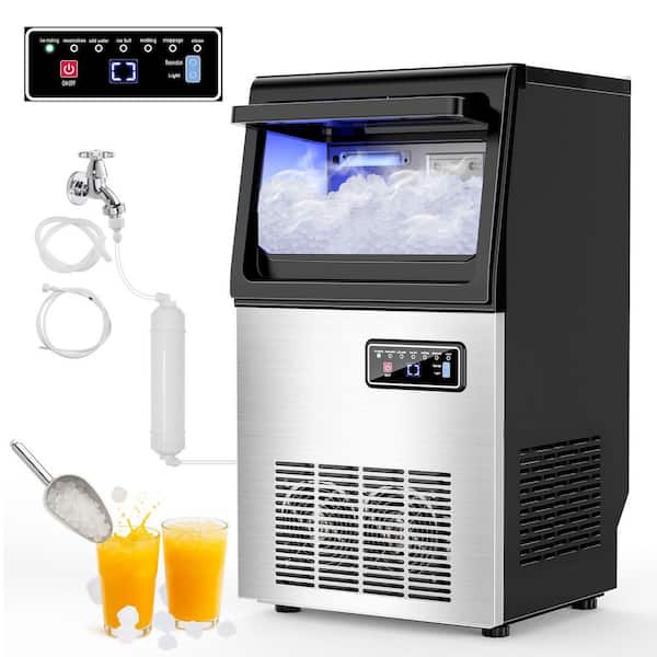 13.5 in. Commercial Ice Maker 80 lbs./24 H Freestanding Stainless Steel Ice Maker Crescent with 15 lbs.Storage