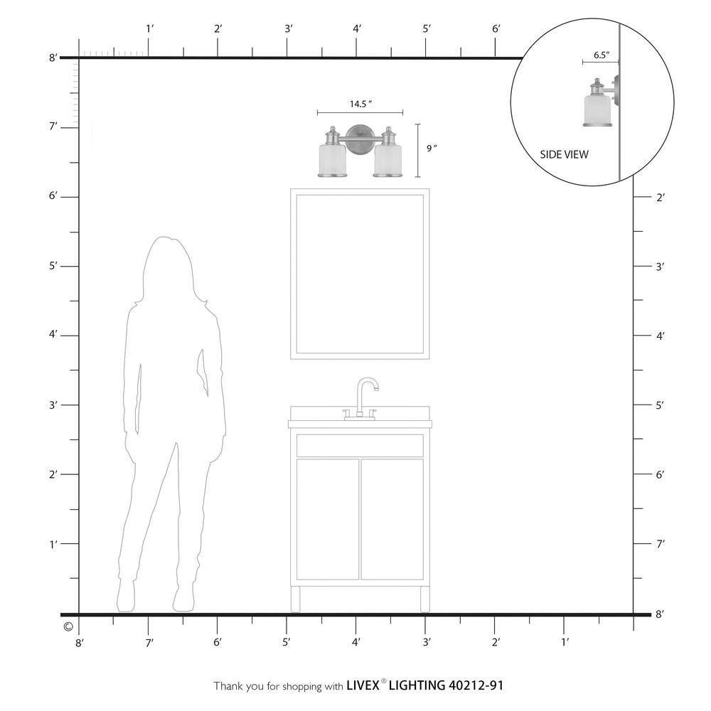 Elegant Brushed Nickel 2-Light Bath Vanity with Dimmable Feature