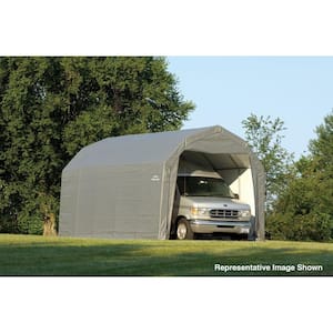 12 ft. W x 28 ft. D x 9 ft. H Steel and Polyethylene Garage without Floor in Grey with Corrosion-Resistant Frame