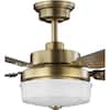 Progress Lighting Tempt 52 in. Indoor Integrated LED Vintage Brass Transitional Ceiling Fan with Remote for Living Room and Bedroom P2578-16330K