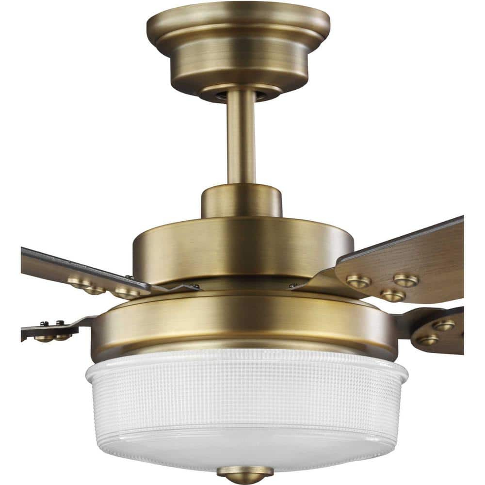 Vintage Brass 52" Ceiling Fan with LED Light and Remote