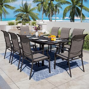 9-Piece Metal Outdoor Patio Dining Set with Padded Textilene Chairs