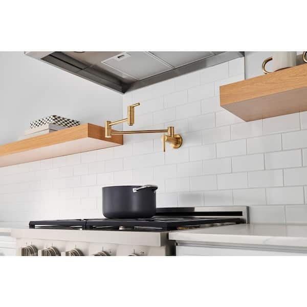 Parma 1-Handle with 2.2 GPM Wall Mount Pot Filler in Brushed Bronze