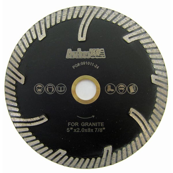 Archer USA 5 in. Turbo Rim Diamond Blade with Protect Teeth for Stone Cutting