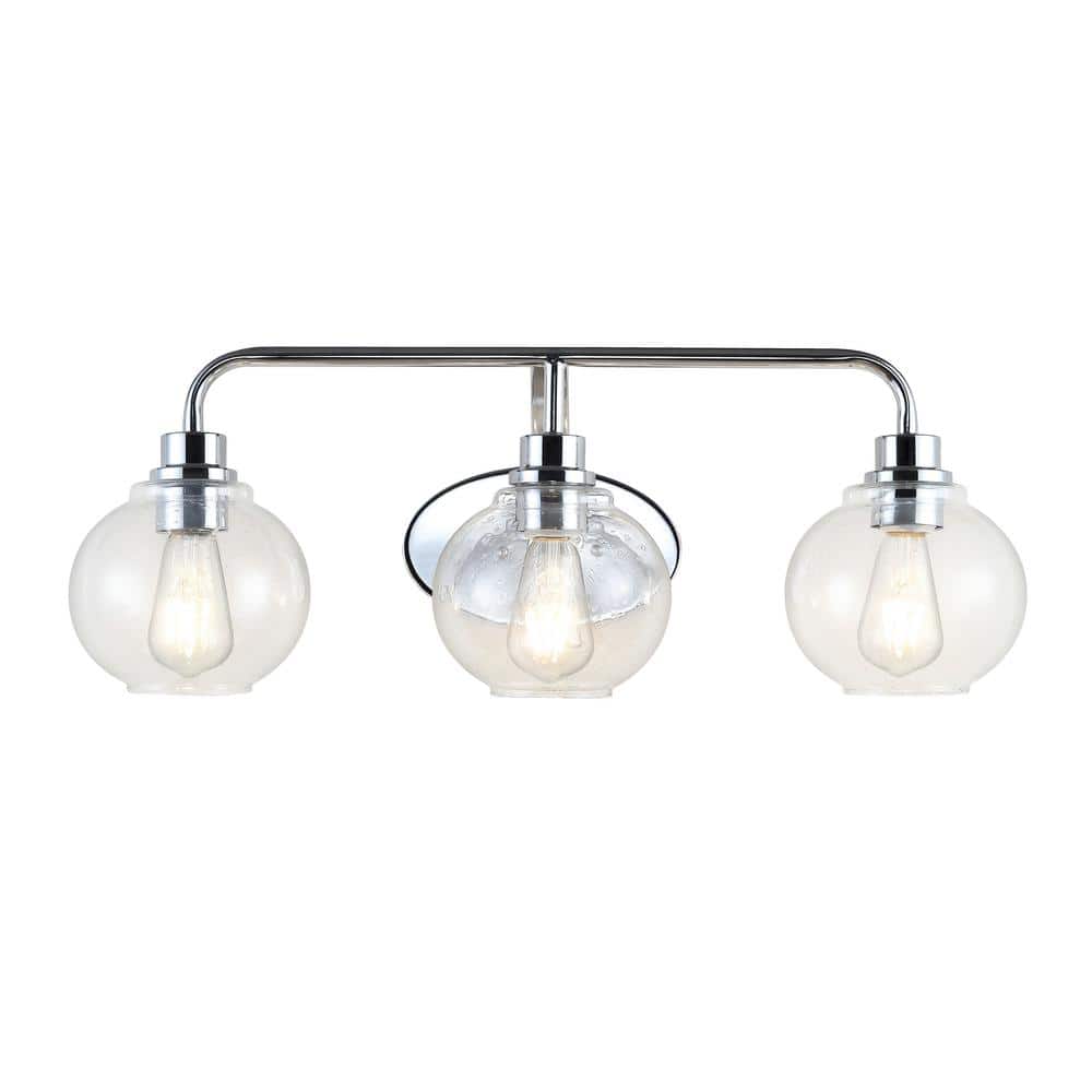 Chrome Sandrine 26.25'' 3-Light LED Vanity Light with Glass Shade