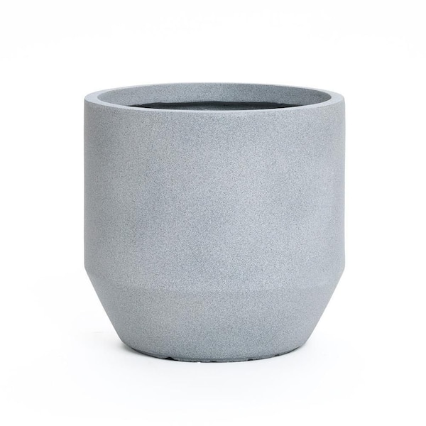 LuxenHome 15.7 in. H Minimalistic Modern Gray Round Tapered Ceramic Floor Planter