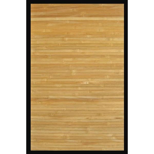 Anji Mountain Contemporary Natural Light Brown with Black Border 7 ft. x 10 ft. Area Rug