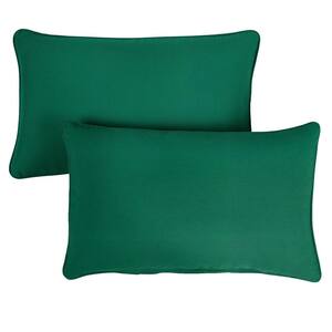 Sunbrella Forest Green Rectangular Outdoor Corded Lumbar Pillows (2-Pack)