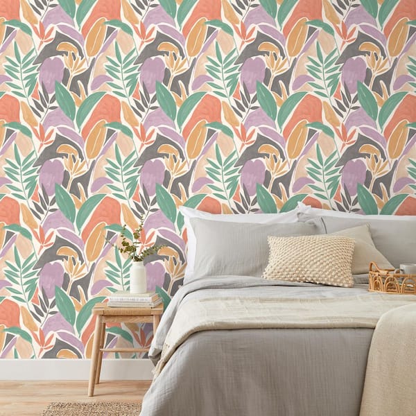 Marisol Pastel Artistic Leaf Wallpaper