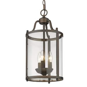 Payton 3-Light Rubbed Bronze Standard Pendant Light with Clear Glass Shades