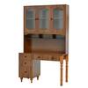 Nestfair 47.24 in Walnut Brown Computer Desk with 5 Drawers, Charging Ports, Bookshelf and Hutch Cabinet CDHL926D