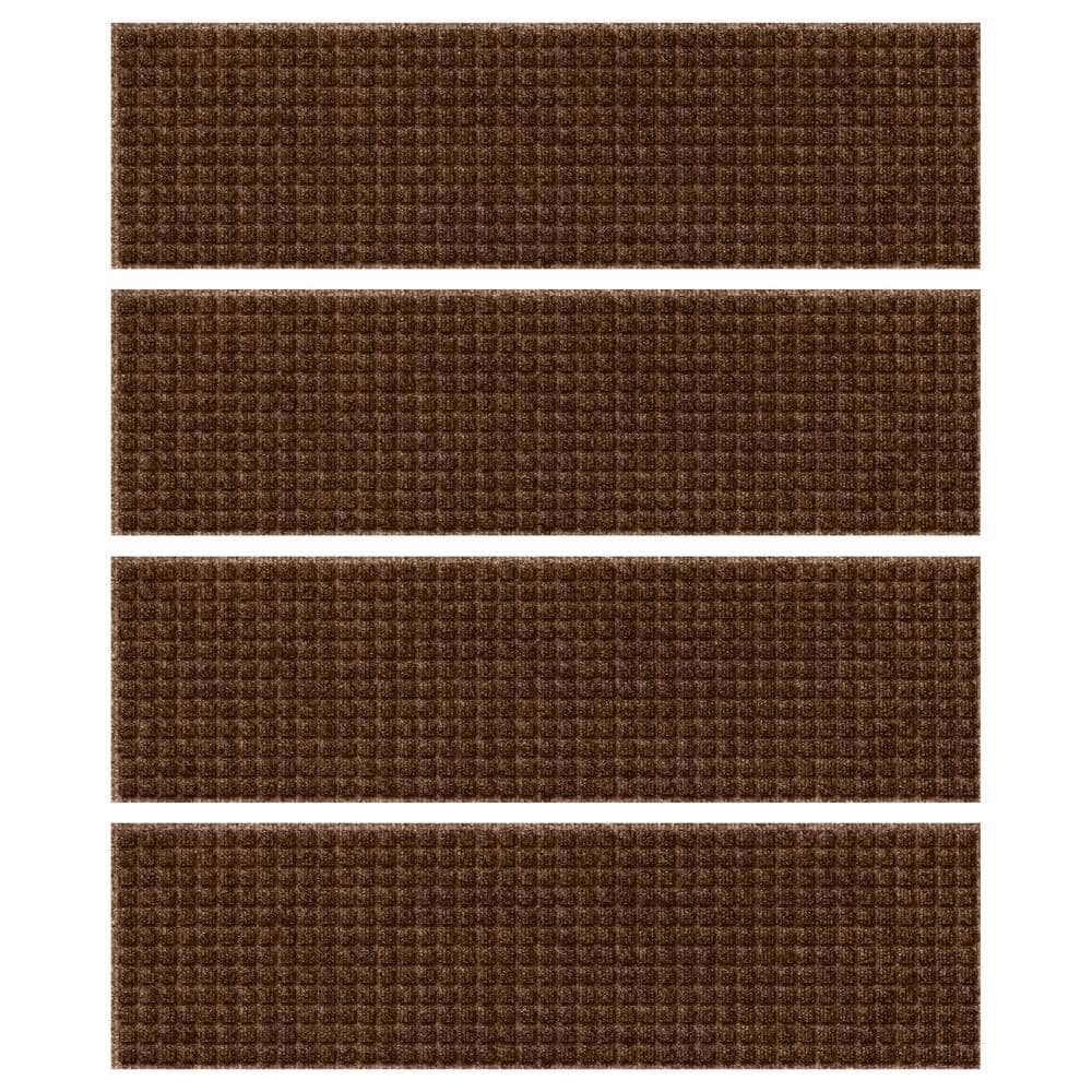 Dark Brown Rubber-Backed Indoor/Outdoor Stair Tread Set