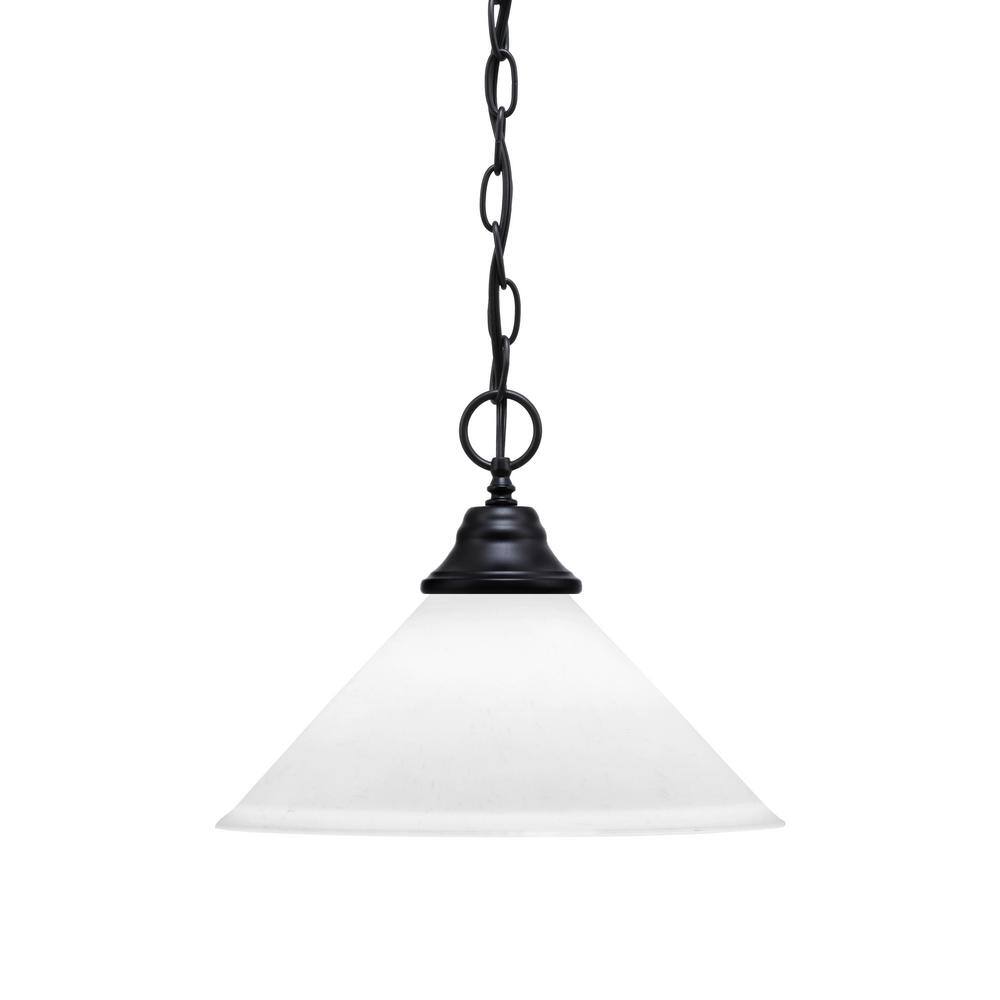 Kingston 100-Watt 1 Light Matte Black Finish Shaded Pendant Light with 12 i