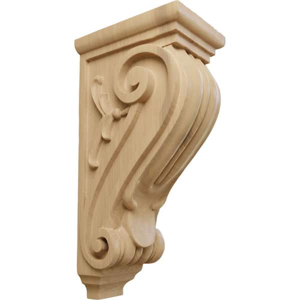 Ekena Millwork 7 in. x 5 in. x 14 in. Unfinished Wood Cherry Large Classical Corbel