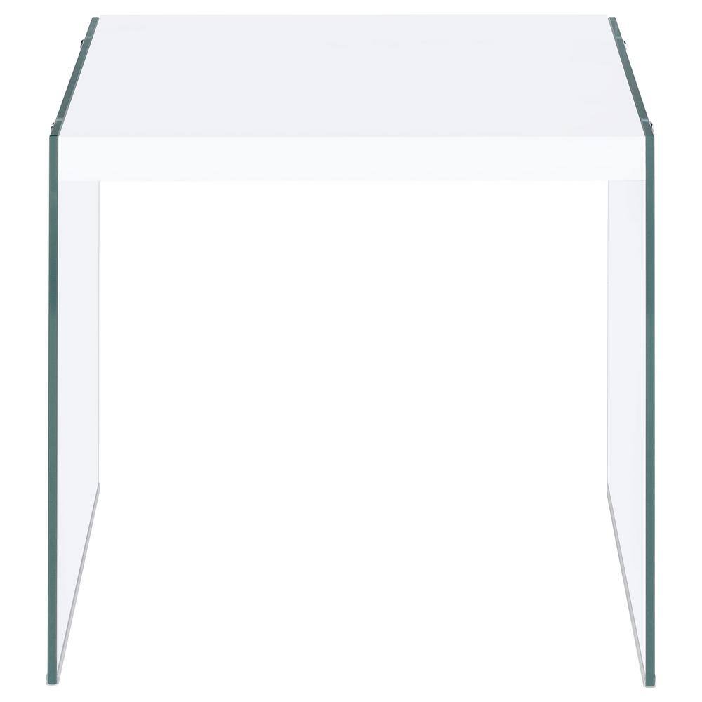 Modern White and Clear Glass Square End Table