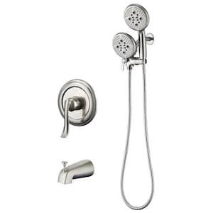 Single-Handle 24-Spray Tub and Shower Faucet with 5 in. Shower Head in Brushed Nickel (Valve Included)