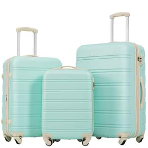 Light Green 3-Piece Expandable ABS Hard side Spinner Luggage Set with TSA Lock