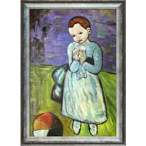 Child Holding a Dove by Pablo Picasso Athenian Distressed Silver Framed Oil Painting Art Print 29 in. x 41 in.