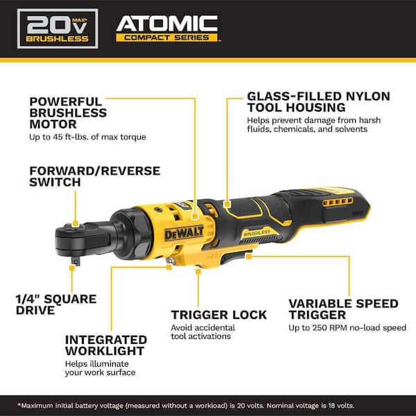 20V MAX 1/4 in. Cordless Ratchet (Tool-Only)