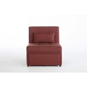 Mello Burgundy Pull Out Sleeper Chair with Reclining Back