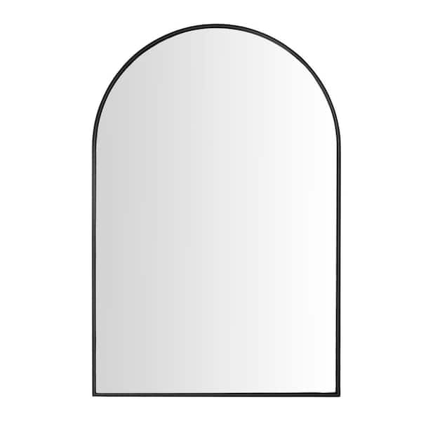 Medium Arched Black Classic Accent Mirror (35 in. H x 24 in. W)