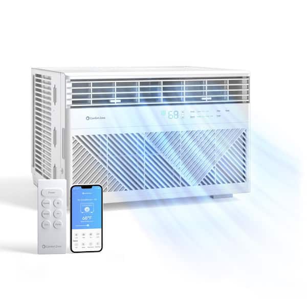 8,000 BTU 115 Volts Smart Window Air Conditioner Cools 350 sq. ft. with Remote and WiFi Enabled in White