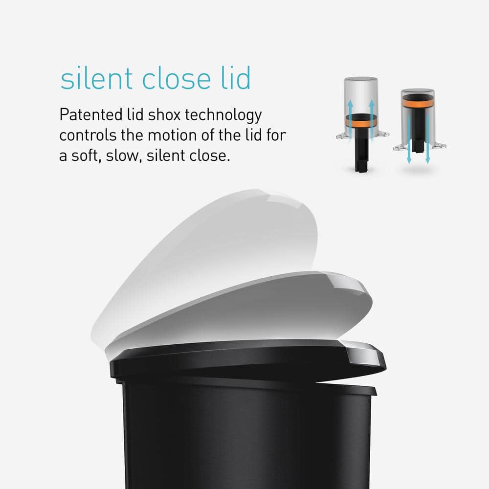 Black Plastic Semi-Round Step Trash Can with Steel Pedal