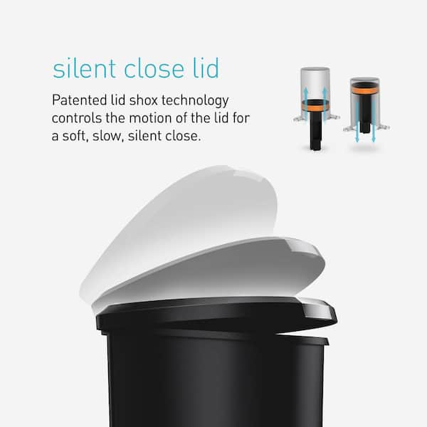 simplehuman 13 Gal. Semi-Round Step Trash Can with Soft simplehuman 13 Gal. Semi-Round Step Trash Can with Soft