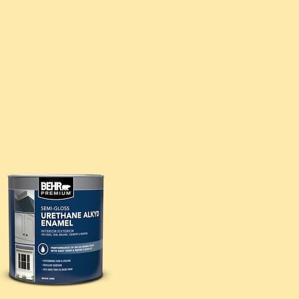 BEHR PREMIUM 1 qt. #360A-3 Banana Split Semi-Gloss Enamel Urethane Alkyd Interior/Exterior Paint