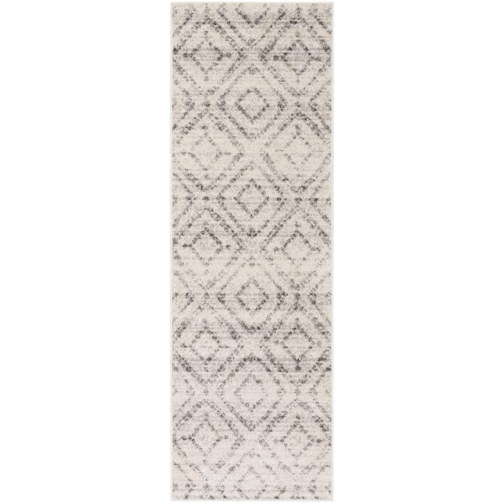 Gray Diamond Pattern Synthetic Area Rug