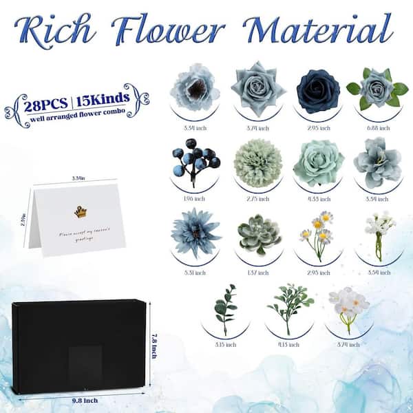 7.8 in. Blue Artificial Rose Flowers Combo Box HPCL6XGW