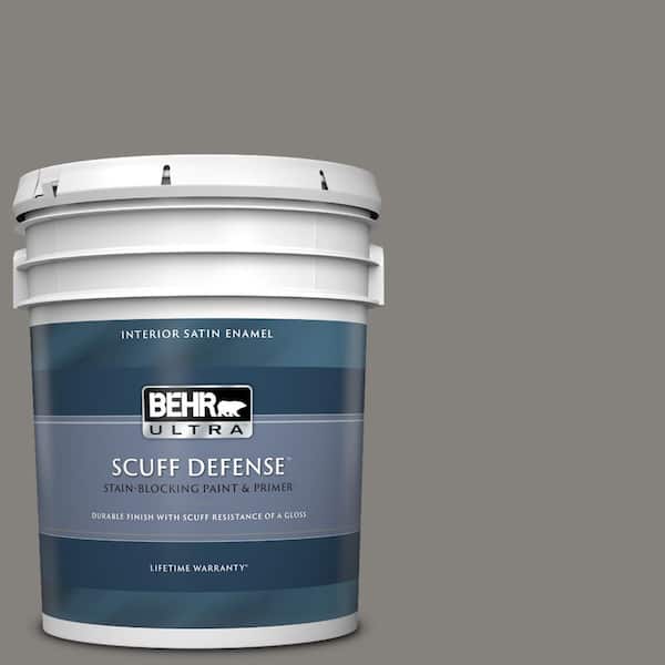 BEHR ULTRA 5 gal. #BNC-25 Gray Pepper Extra Durable Satin Enamel Interior Paint & Primer