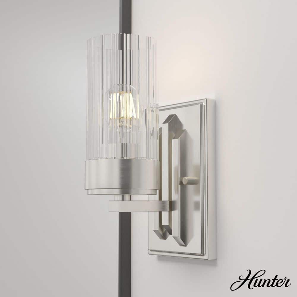 Gatz 1-Light Brushed Nickel Wall Sconce with Ribbed Glass Shade price drop on PriceWatchPro