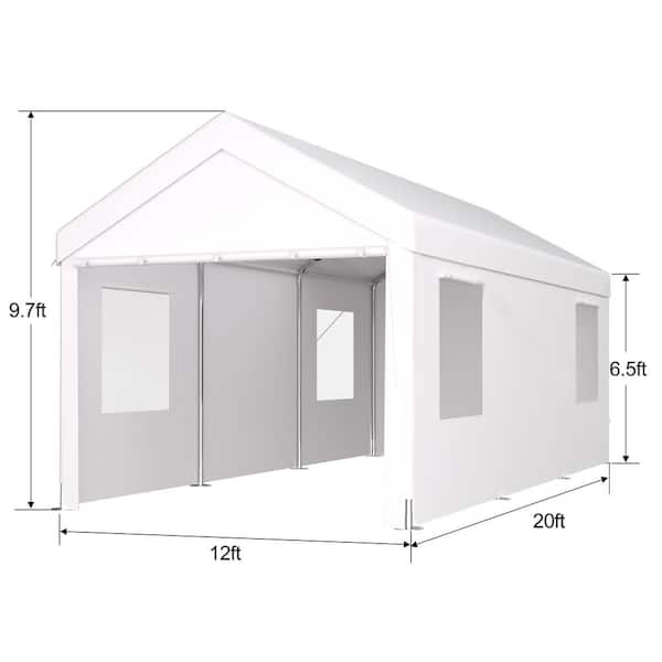 【11899】K.garage KPA-120 ミニライブ イベント ② 12 ft. x 20 ft. Portable Garage, Heavy Duty Car Port Canopy with 2