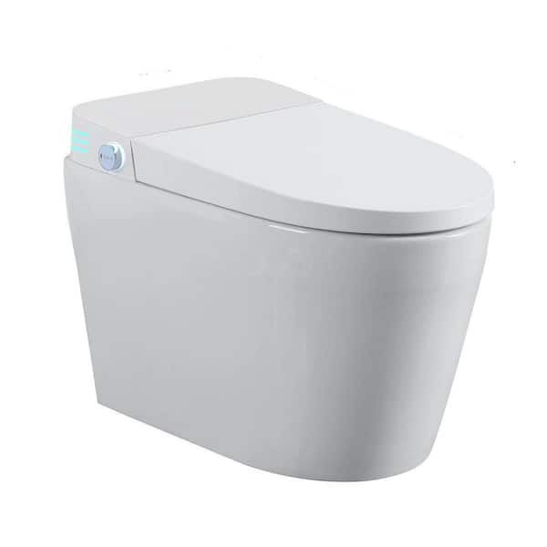 Elongated Bidet Toilet 1.0 GPF in White with Heated Seat, Auto Flush, Foot Sensor, Night Light, Remote Control