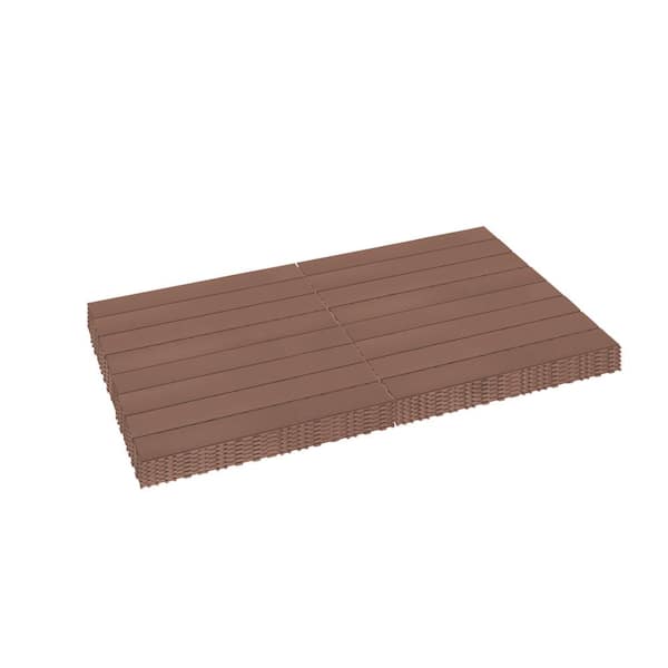 GOGEXX 2 ft. L x 1 ft. W Outdoor Striped Pattern Plastic Interlocking Flooring Deck Tiles (Pack of 24 Tiles) in Gray