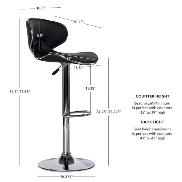 Powell Company Bao Adjustable 41.88 in. H Black and Chrome Low