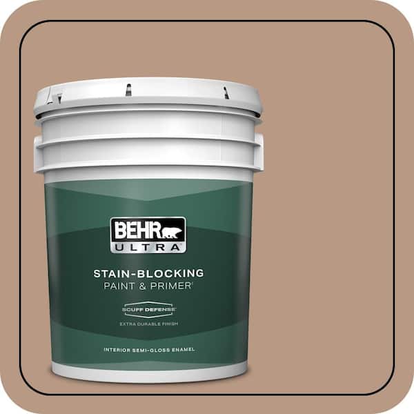 BEHR ULTRA 5 gal. #250F-4 Stone Brown Extra Durable Semi-Gloss Enamel Interior Paint & Primer