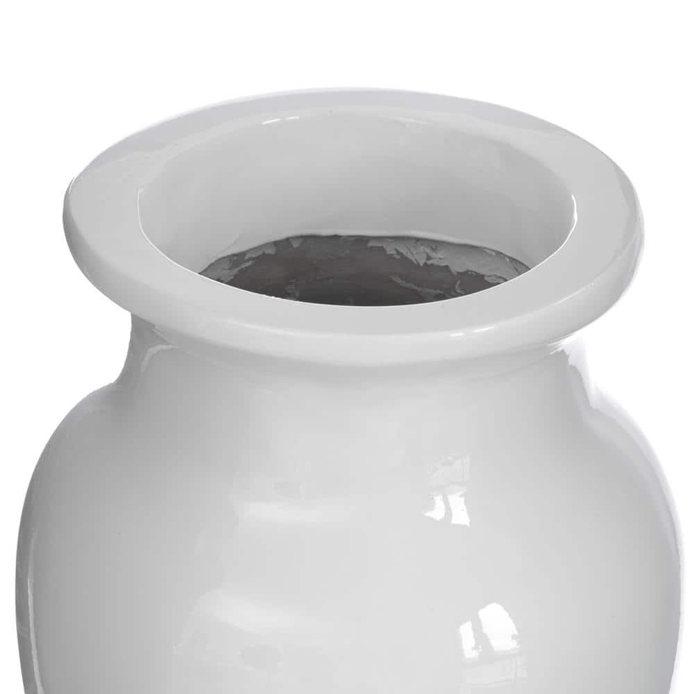 Tall White Fiberglass Trumpet Floor Vase