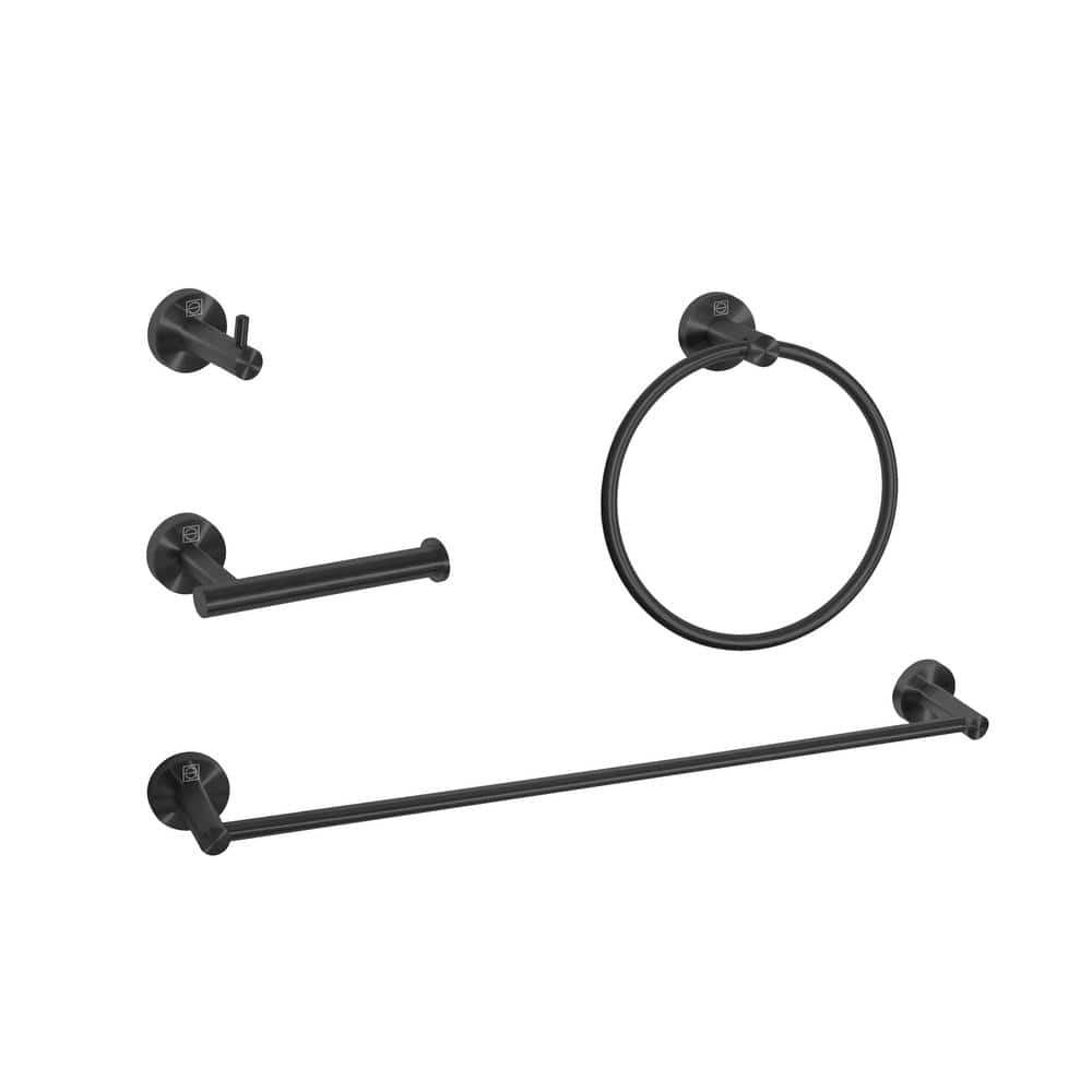 Timeless Home 4-Piece Bath Hardware Set with Mounting Hardware in Matte Bla