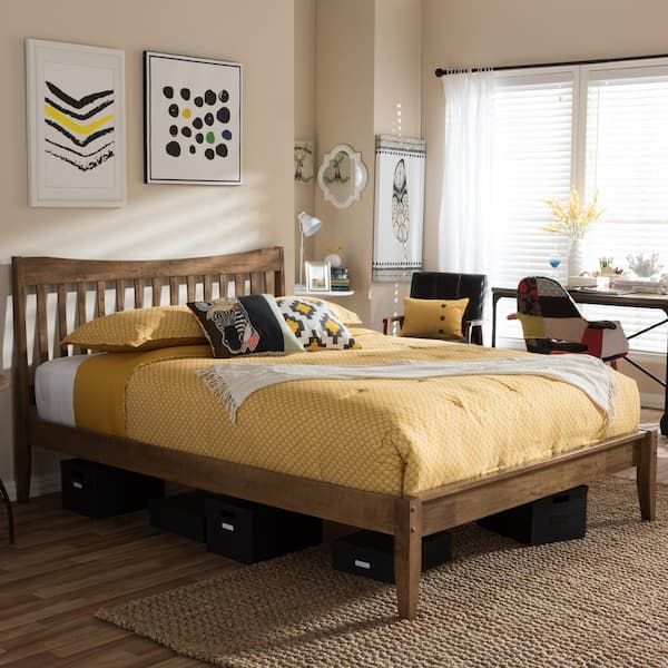 Baxton Studio Edeline Medium Brown Full Platform Bed 28862 6912 HD