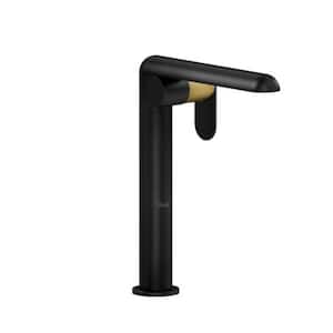 Ciclo Single Handle Single Hole Bathroom Faucet in Black/Brushed Gold