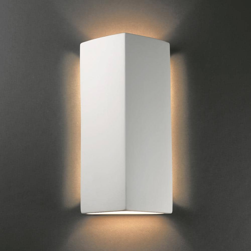 Ambiance Peaked Rectangle White Ceramic Wall Sconce