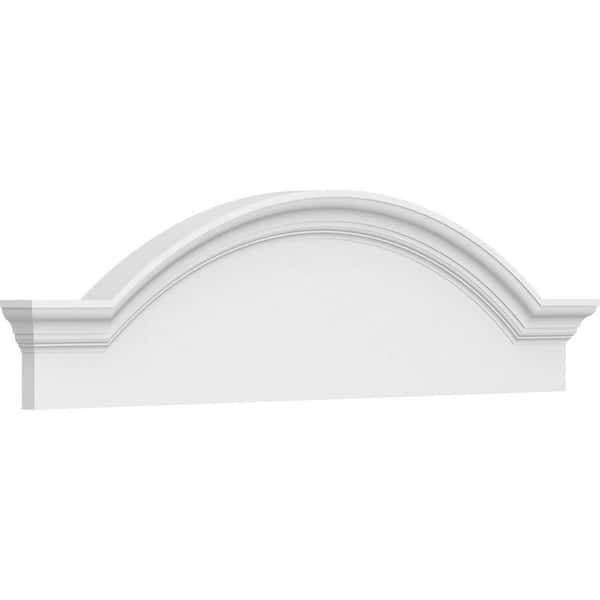 44 in. W x 12 in. H x 2-1/2 in. P Segment Arch W/Flankers Smooth Signature Urethane Pediment, Primed Tan