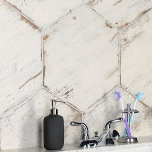 Retro Hex Blanc 7 in. x 8 in. Porcelain Floor and Wall Take Home Tile Sample