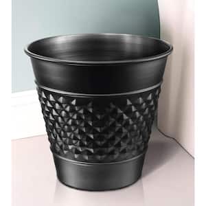 Handcrafted Geometric Metal Wastebasket in Black