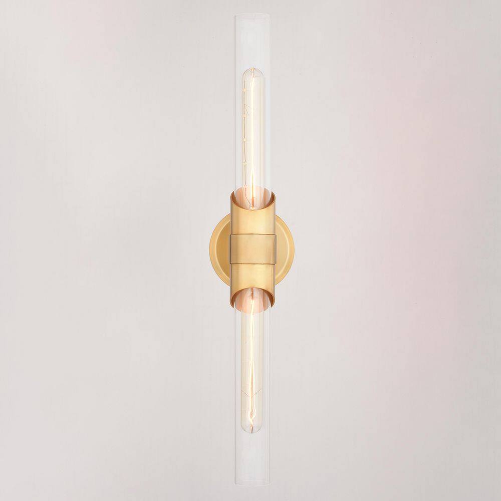 Webster Natural Brass Cylinder Dimmable Vanity Light